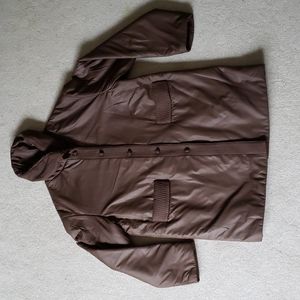 NWOT Long Brown Puffer Coat, Size XL